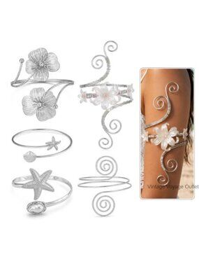 5PC Adjustable Arm Cuff Set Boho Upper Arm Bracelets Women